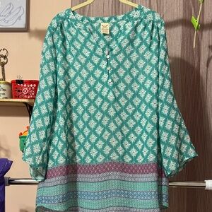 Faded Glory Teal and Lavender Blouse